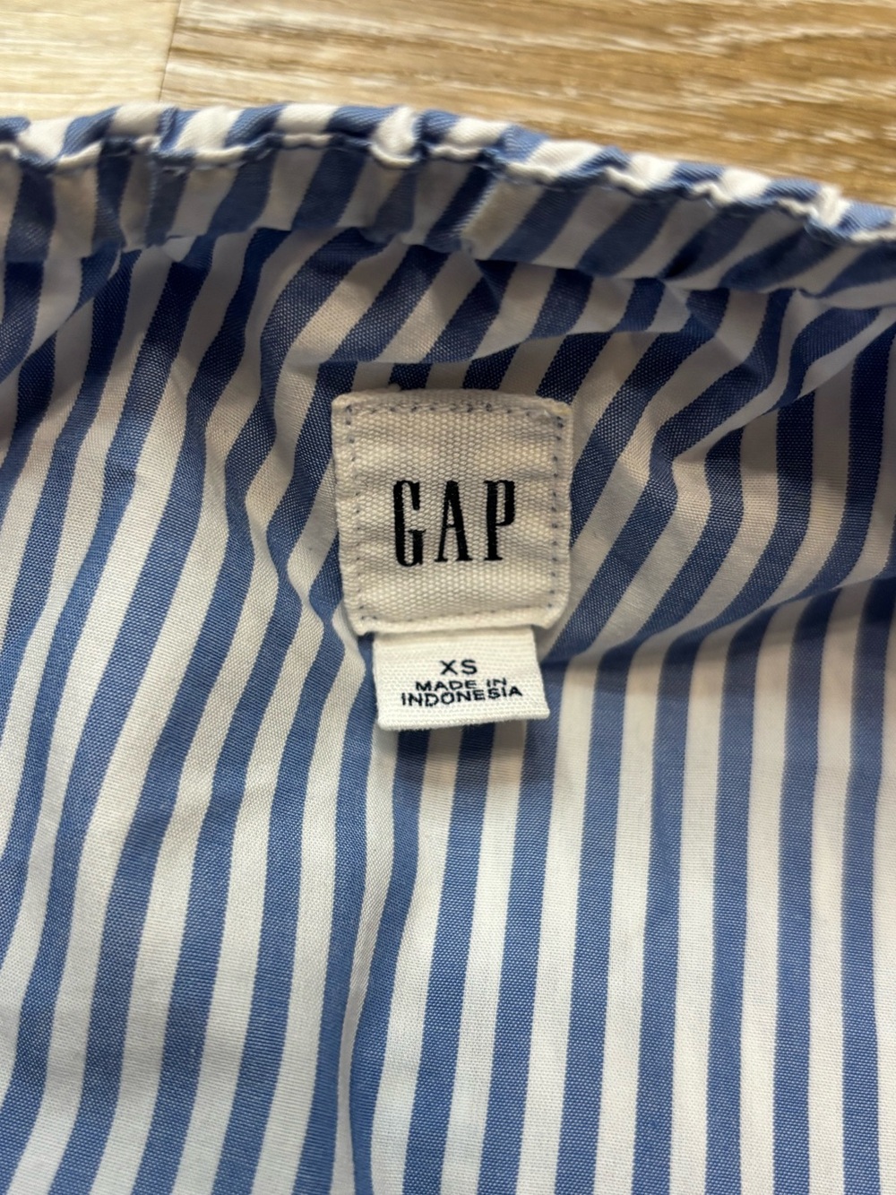 GAP One-Shoulder Blue and White Striped Ruffle Top - Picture 2 of 2